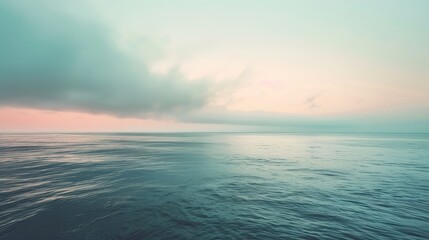 Obraz premium Dramatic, hazy, minimalistic color, seascape, shore, bright, clouds.