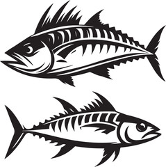 King mackerel fish silhouette and vector illustration