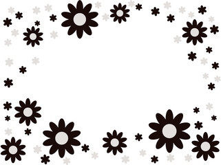 シックな黒花と小花のフレーム素材