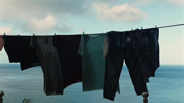 clothes drying on the clothesline