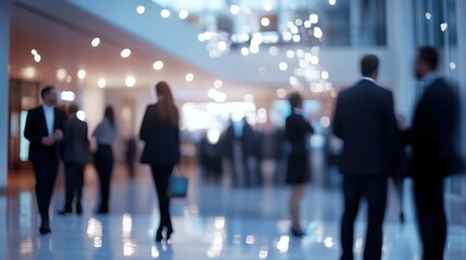 Blurred shot of business people at party in office center