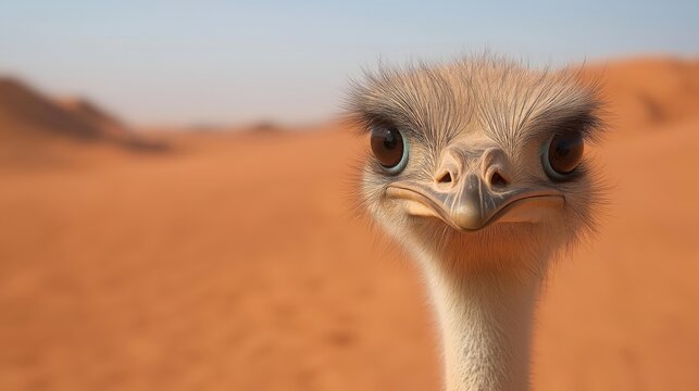 An Ostrich with head stuck in the sand
