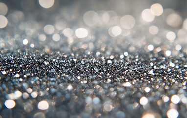 Silver glitter texture sparkling shiny wrapping paper for Christmas holiday. Seasonal sparkle wallpaper, decoration, background, backdrop, digital paper