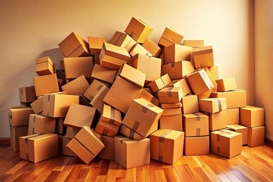 A cluttered, orange-hued hellhole unfold before the camera, as if a tidal wave of cardboard had crashed against the wall, crushing all sense of order.
