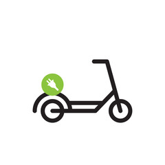 Electric scooter icon with charging sign indicator for eco transport