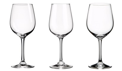 set of wine glasses isolated on a transparent background