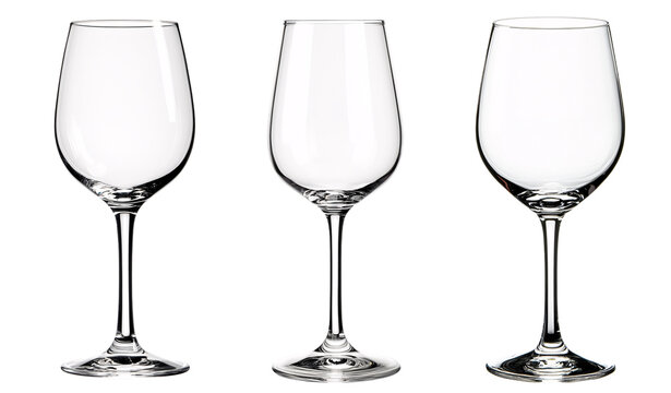 set of wine glasses isolated on a transparent background