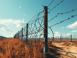 Fototapeta premium Luxurious Fence at the Mexican-American border in Texas