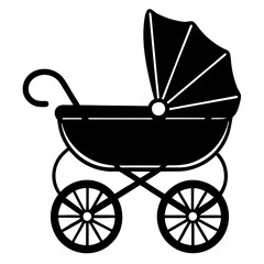 baby carriage silhouette vector illustration.