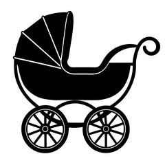 baby carriage silhouette vector illustration.