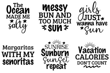 Obraz premium Simple Summer Quotes, Typographic Emblems Pack Vector Illustration for Announcement, Sticker, Gift Card