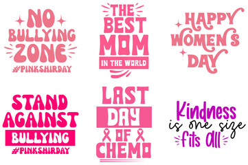 Minimal Pink Day Calligraphic Lettering, Typography Set Vector Illustration for Newsletter, Presentation, Banner