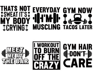 Obraz premium Classic Fitness Gym Calligraphic Lettering, Trendy Retro Style Illustration Set Vector Illustration for Motion Graphics, Book Cover, Mug Design