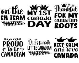 Minimalist Canada Day Inscriptions, Labels And Badges Collection Vector Illustration for Wrapping Paper, Mug Design, Printable