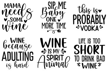 Creative Wine Typography, Inscriptions Collection Vector Illustration for Stationery, Wrapping Paper, Magazine