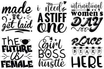 Modern Womens Day Labels And Badges, Phrases Collection Vector Illustration for Advertisement, Sticker, Postcard
