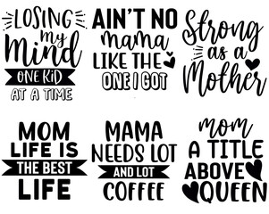 Obraz premium Cute Mom Phrases, Inscriptions Set Vector Illustration for Magazine, Infographic, Holiday Cards