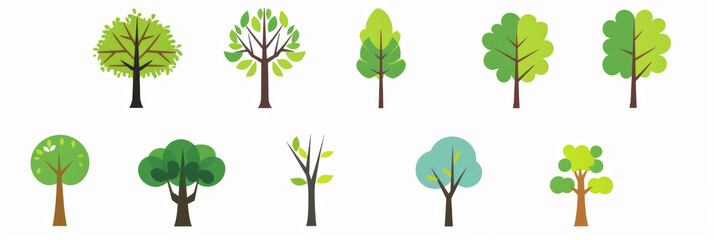 A collection of trees in various sizes and shapes