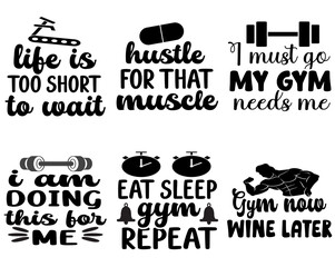 Modern Gym Calligraphic Lettering, Invitation Pack Vector Illustration for Label, Logo, Printable