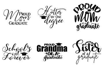 Vibrant Graduation Typographic Emblems, Labels And Badges Pack Vector Illustration for Gift Card, Bookmark, Advertising