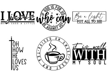 Cute Faith Trendy Retro Style Illustration, Typographic Emblems Collection Vector Illustration for Banner, Label, Sticker