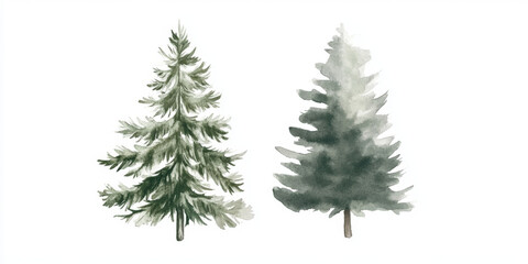 Obraz premium Two trees are shown side by side, one is green and the other is gray