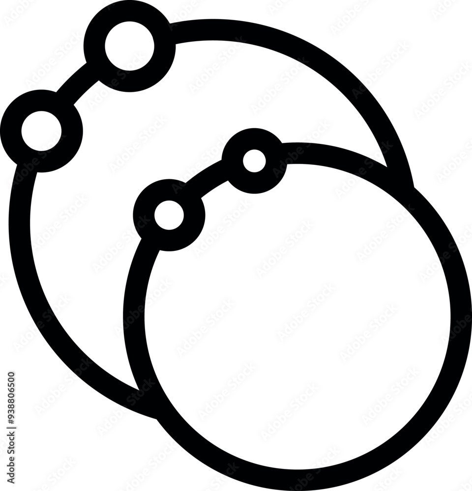Poster simple abstract shape connecting circles with dots symbolizing network