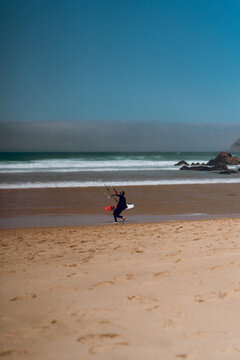 Kite surfer on the sea.