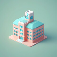 Isometric 3D Model of a Hospital