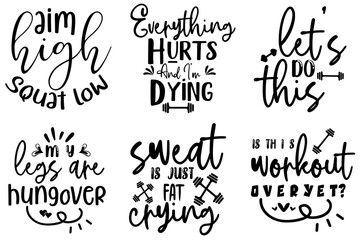 Modern Workout Calligraphy, Typography Set Vector Illustration for Advertisement, Logo, Motion Graphics
