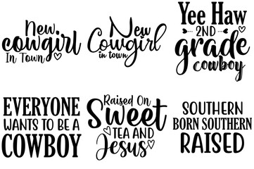 Decorative Western Typographic Emblems, Inscriptions Set Vector Illustration for Newsletter, Decal, Packaging