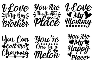 Vibrant Valentines Day Inscriptions, Quotes Set Vector Illustration for Label, Magazine, Advertising