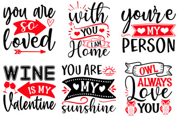 Minimal Valentines Labels And Badges, Phrases Collection Vector Illustration for Banner, Social Media Post, Holiday Cards