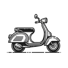 Minimalist Vehicle Coloring Book Illustration Scooter