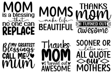 Obraz premium Cute Mothers Day Quotes, Invitation Pack Vector Illustration for Advertising, Label, Gift Card
