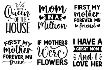 Obraz premium Colourful Mom Inscriptions, Typography Pack Vector Illustration for Greeting Card, Announcement, Poster