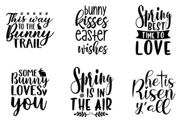 Elegant Happy Easter Typography, Inscriptions Bundle Vector Illustration for Book Cover, Icon, Mug Design