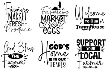 Creative Farmhouse Phrases, Trendy Retro Style Illustration Collection Vector Illustration for Sticker, Poster, Motion Graphics