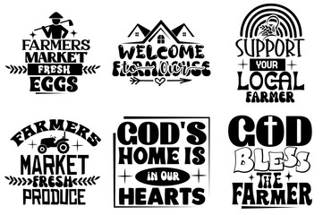 Fototapeta premium Vibrant Farmhouse Trendy Retro Style Illustration, Phrases Pack Vector Illustration for Stationery, Printing Press, Packaging