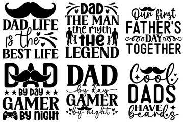 Cute Fathers Day Invitation, Inscriptions Collection Vector Illustration for Flyer, Sticker, Wrapping Paper