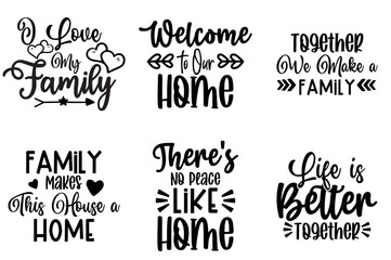 Fototapeta premium Creative Family Typographic Emblems, Quotes Pack Vector Illustration for Presentation, T-Shirt Design, Packaging