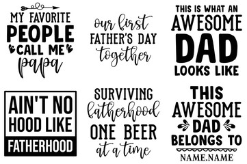Elegant Dad Calligraphic Lettering, Labels And Badges Pack Vector Illustration for Vouchers, Bookmark, Holiday Cards
