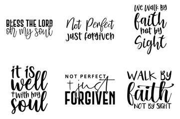 Simple Christian Typography, Hand Lettering Set Vector Illustration for Social Media Post, Greeting Card, Holiday Cards