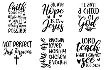 Cute Christian Calligraphy, Calligraphic Lettering Bundle Vector Illustration for Banner, Advertisement, Printable