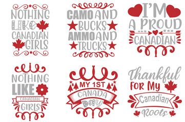 Creative Canada Labels And Badges, Quotes Collection Vector Illustration for Printing Press, Holiday Cards, Poster