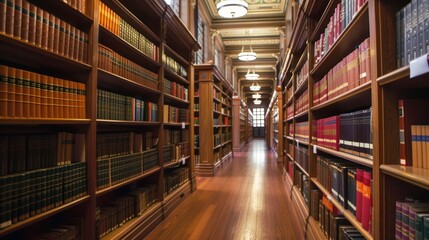 Fototapeta premium Long Corridor of Books in a Library
