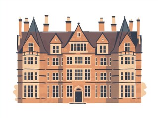 Fototapeta premium Traditional school building simple illustration. AI generated