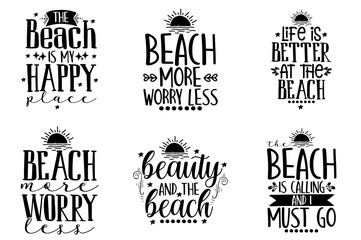 Fototapeta premium Decorative Summer Calligraphic Lettering, Quotes Bundle Vector Illustration for Book Cover, Label, Printing Press