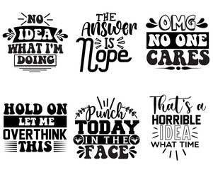 Vibrant Sarcastic Hand Lettering, Phrases Bundle Vector Illustration for Motion Graphics, Printable, Advertisement