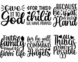 Cute Religious Quotes, Typography Set Vector Illustration for Logo, T-Shirt Design, Gift Card